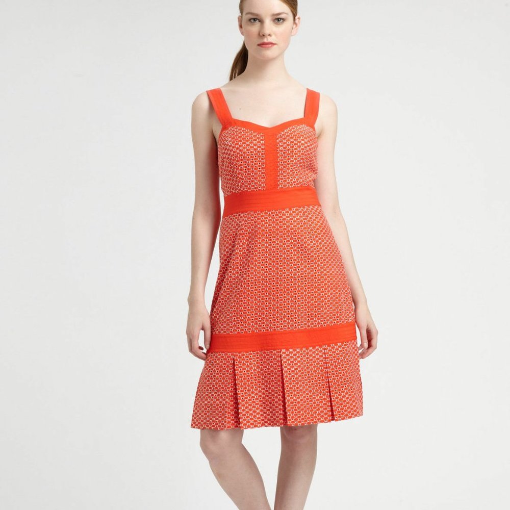 Tory Burch Orange Pleated Dress